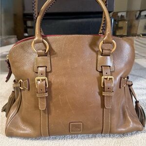 Dooney & Bourke Brown Florentine Dome Tassels Leather Satchel